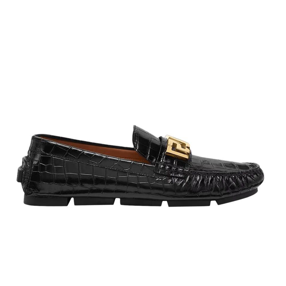 Versace Greca Loafer Croc - Black Gold