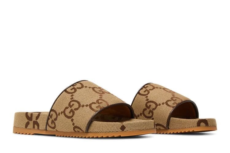 Gucci GG Canvas Slide Sandal Camel Monogram