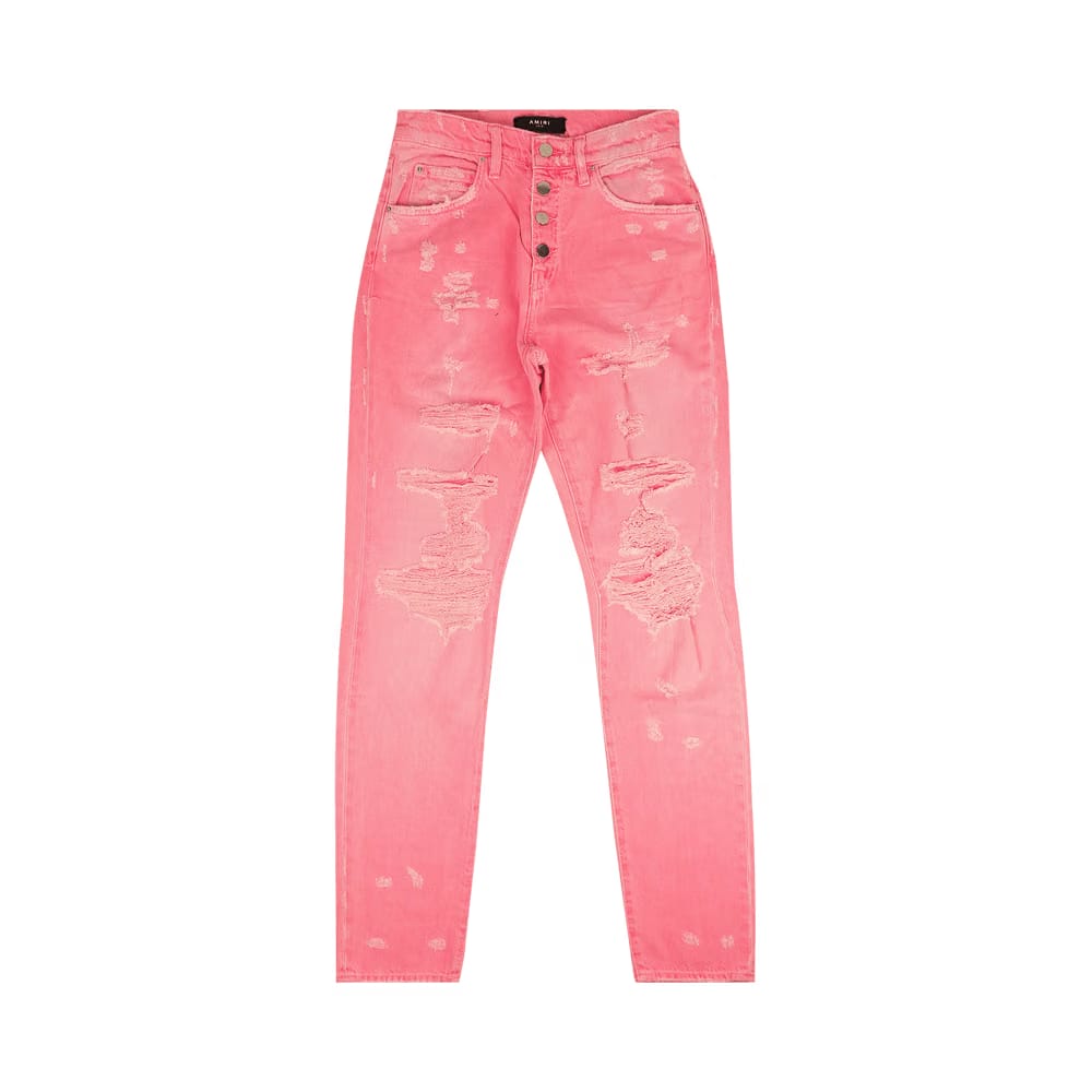 Amiri Slouch Destroyed Jeans Pants Neon Pink