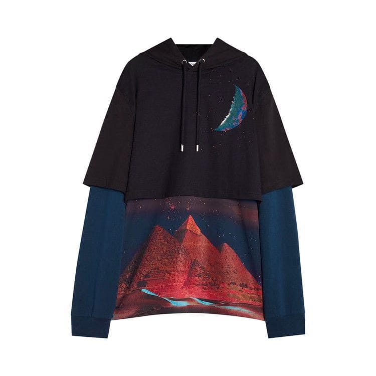 Lanvin Sci-Fi Prt Layered Hoodie Black