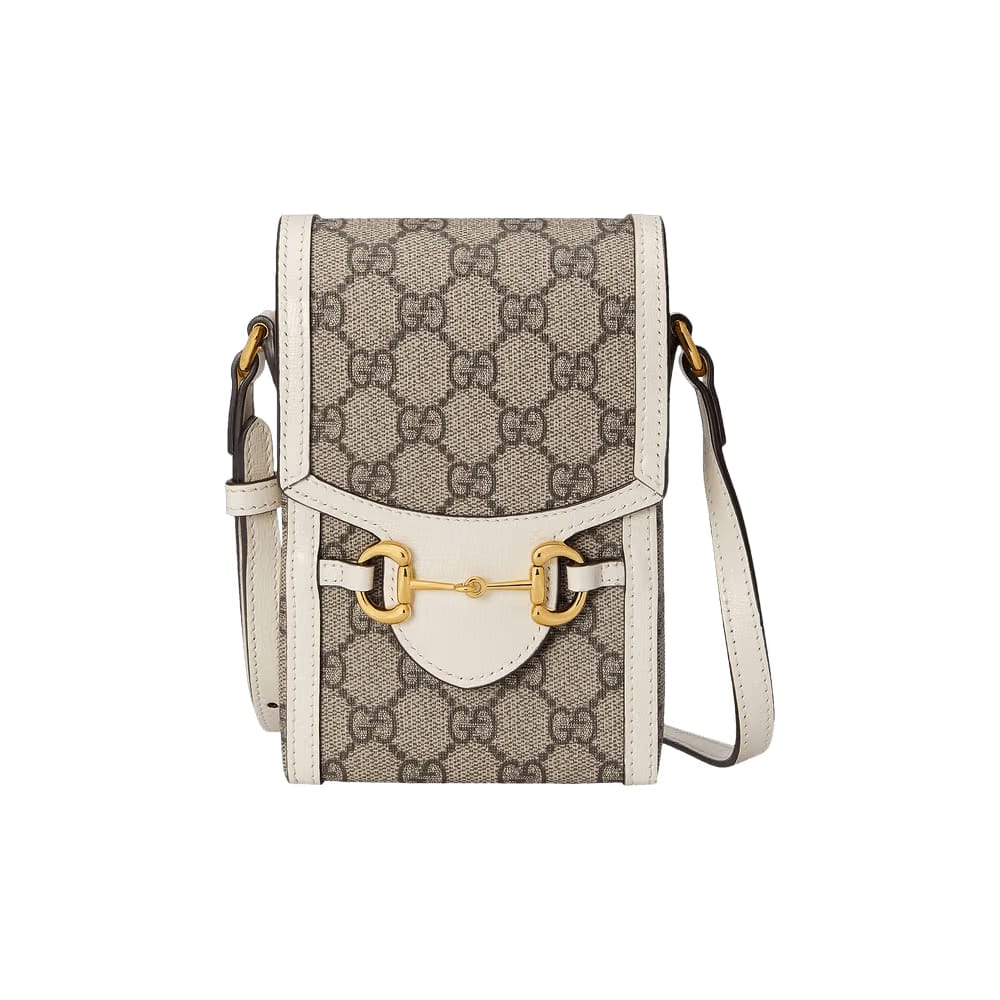 Gucci Horsebit 1955 Mini Bag Beige/Ebony/White