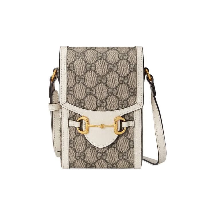 Gucci Horsebit 1955 Mini Bag Beige/Ebony/White