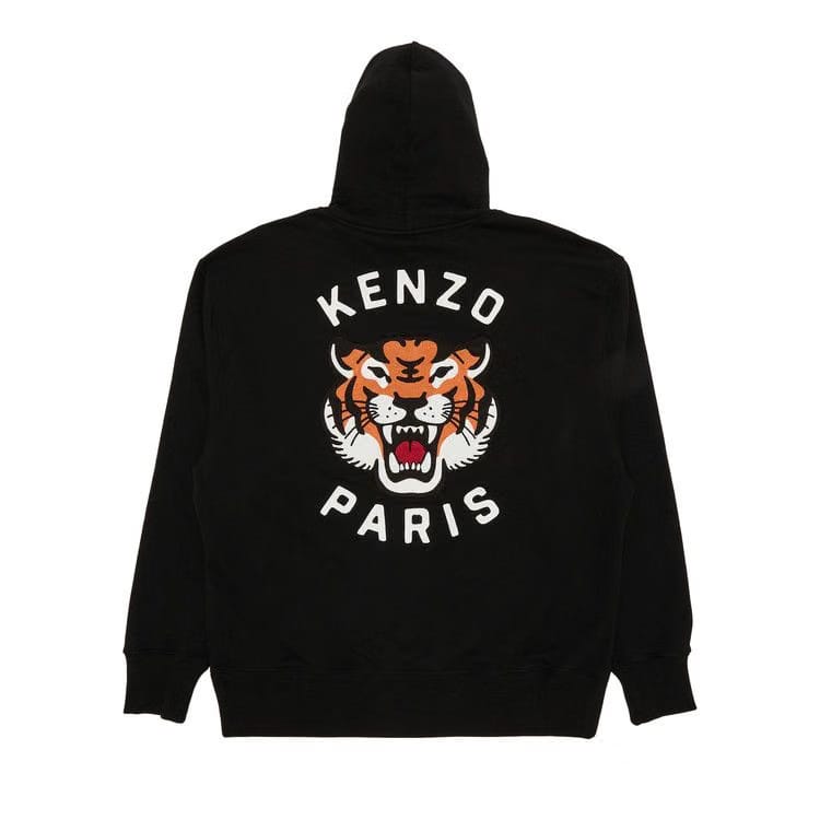 Kenzo Lucky Tiger Oversize Embroidered Hoodie Black