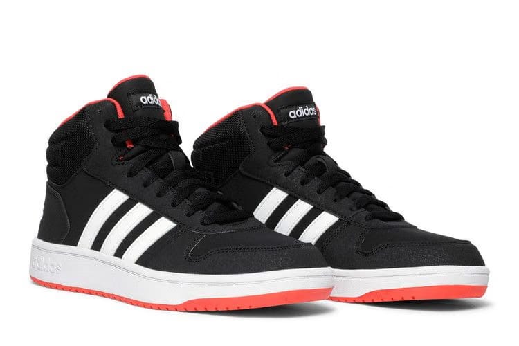 Adidas Hoops 2.0 Mid J Black Hi-Res Red