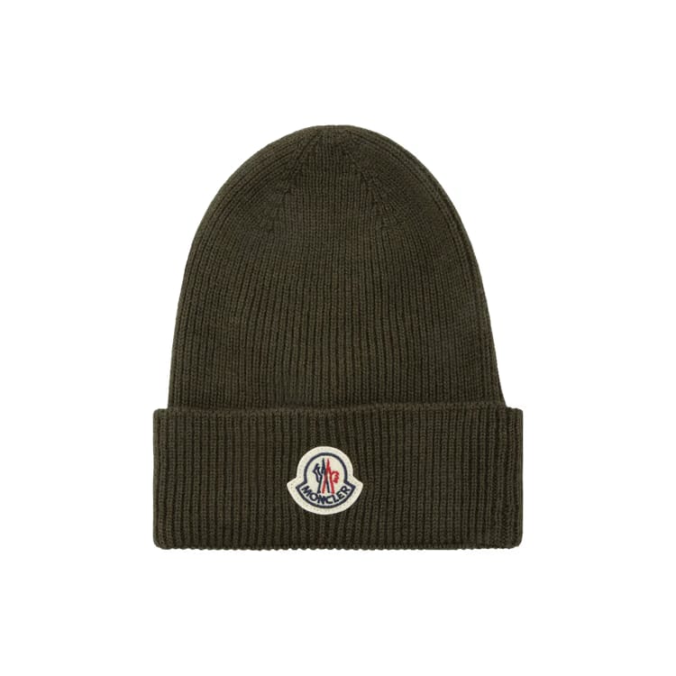 Moncler Logo Beanie Olive
