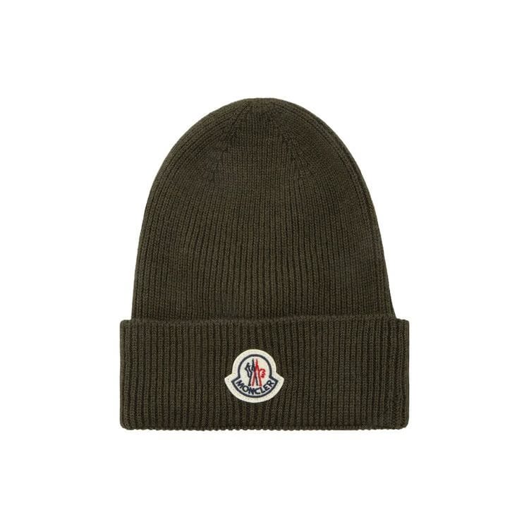 Moncler Logo Beanie Olive