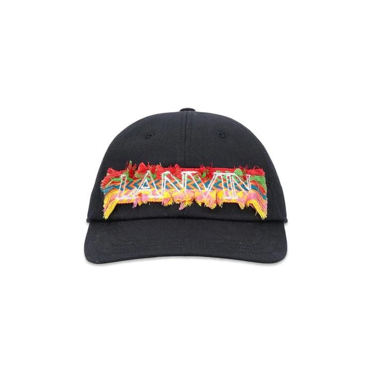 Lanvin Logo Embroidered Fringe Cap Black