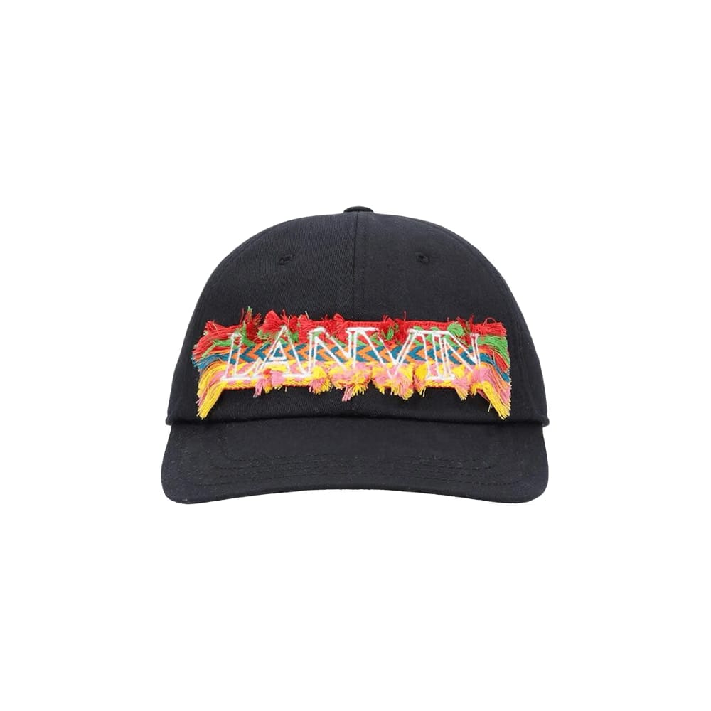 Lanvin Logo Embroidered Fringe Cap Black