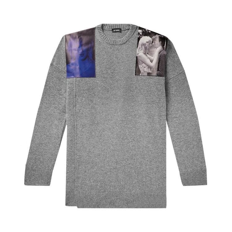 Raf Simons Oversized Knitwear With Patches Grey