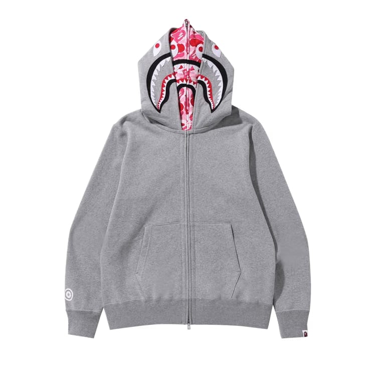 BAPE ABC Camo Shark Wide Fit Full Zip Double Hoodie Grey