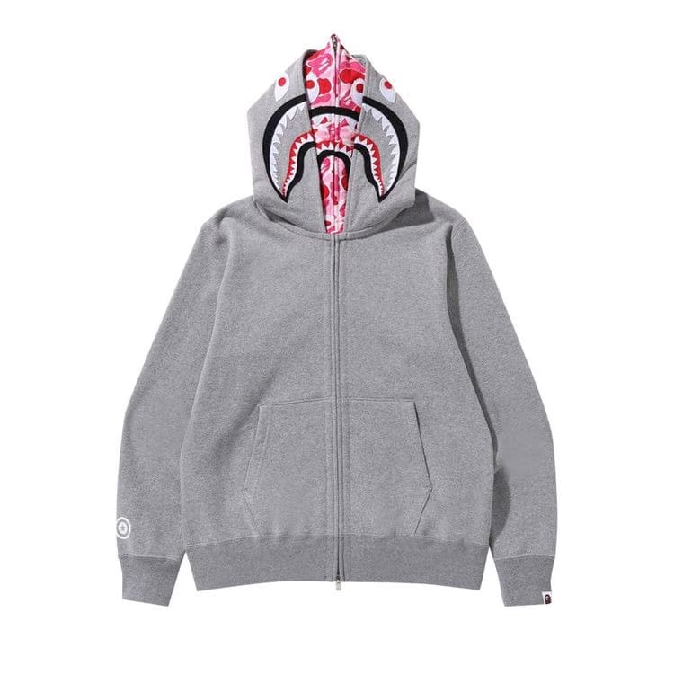 BAPE ABC Camo Shark Wide Fit Full Zip Double Hoodie Grey