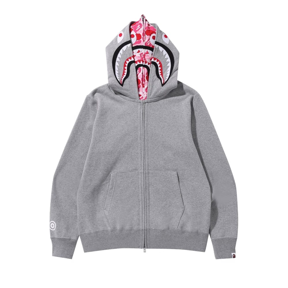 BAPE ABC Camo Shark Wide Fit Full Zip Double Hoodie Grey