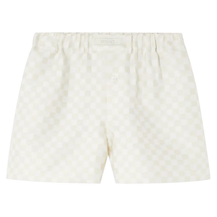 Versace Silk Blend Shorts Light Sand/White