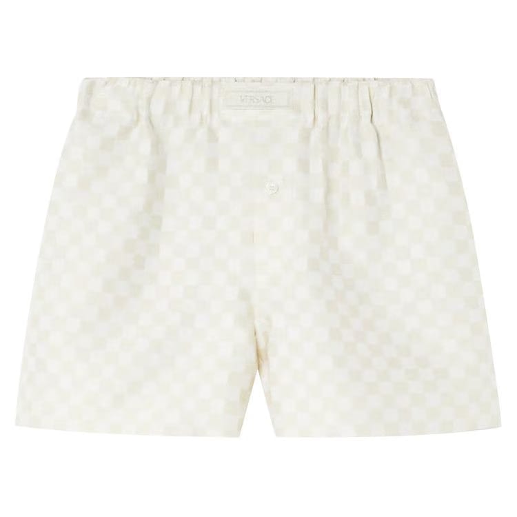 Versace Silk Blend Shorts Light Sand/White