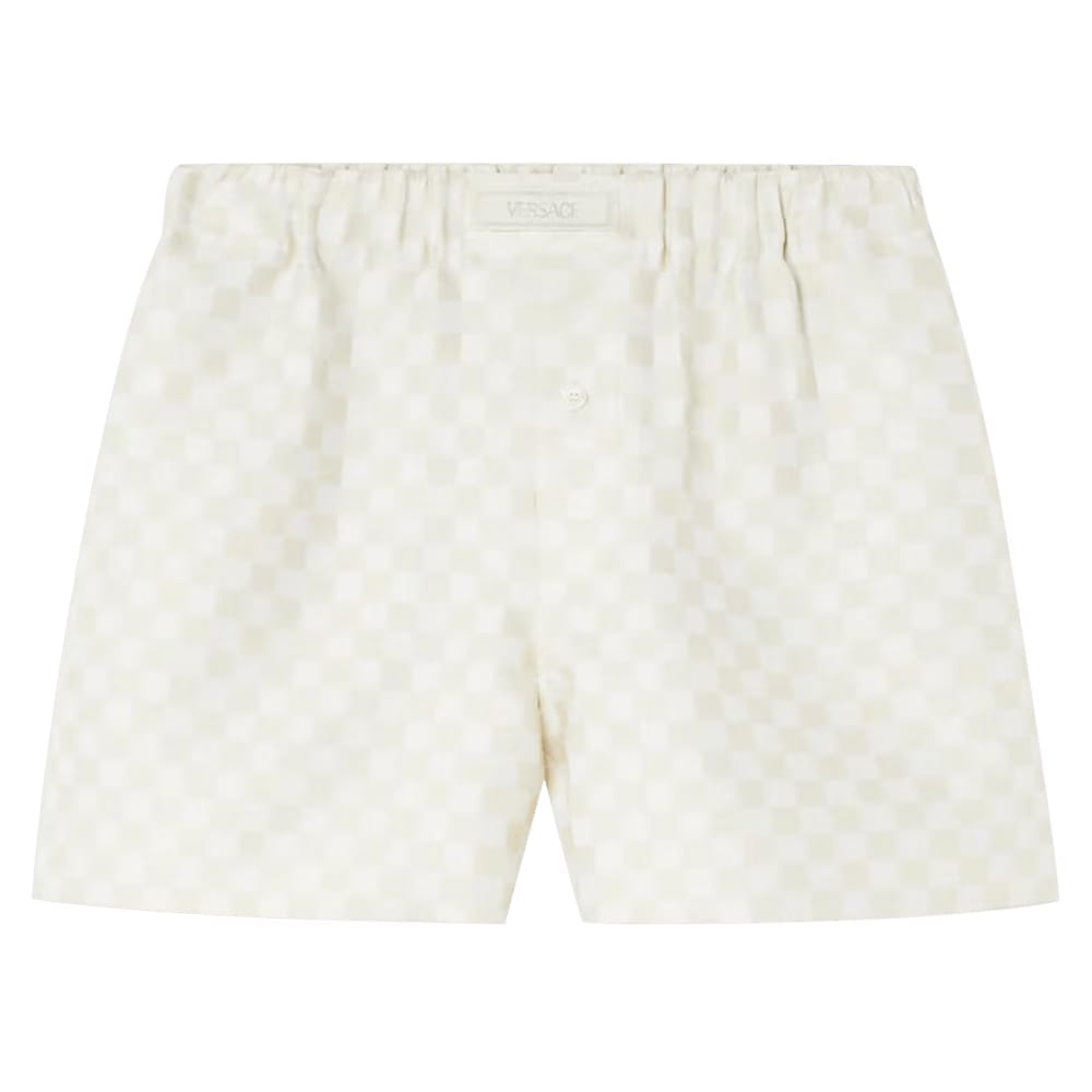 Versace Silk Blend Shorts Light Sand/White