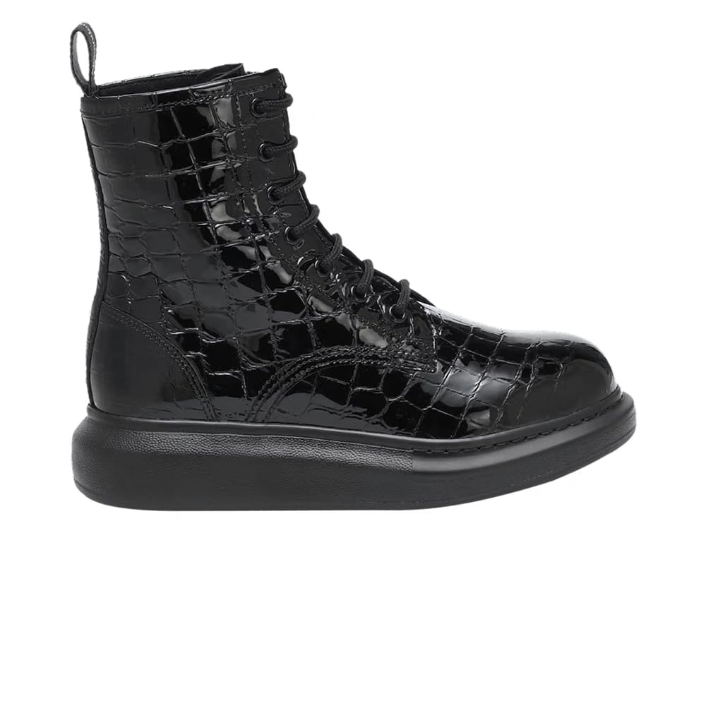 Alexander McQueen Wmns Hybrid Ankle Boot 'Black Crocodile'