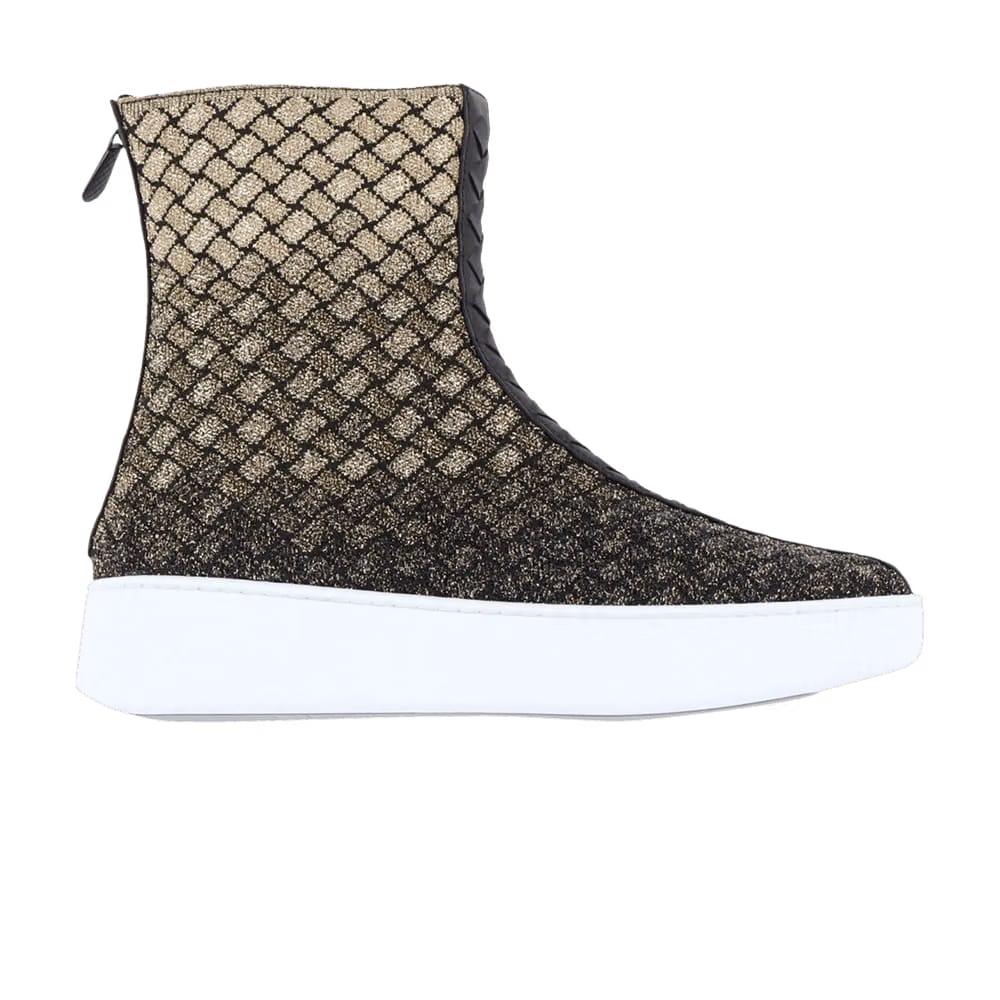 Bottega Veneta Wmns Intrecciato Metallic Sneaker Boot 'Gold'