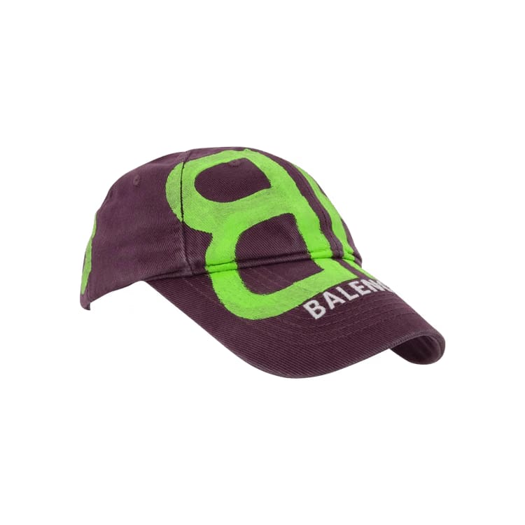 Balenciaga Bb Sprayed Cap Grape/Fluo Green