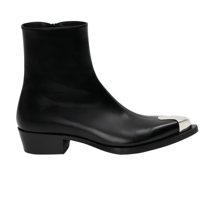 Alexander McQueen Punk Boot Black Silver