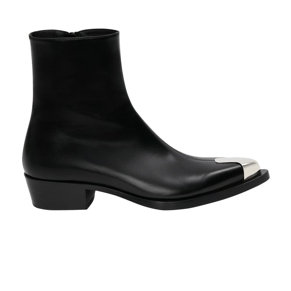 Alexander McQueen Punk Boot Black Silver