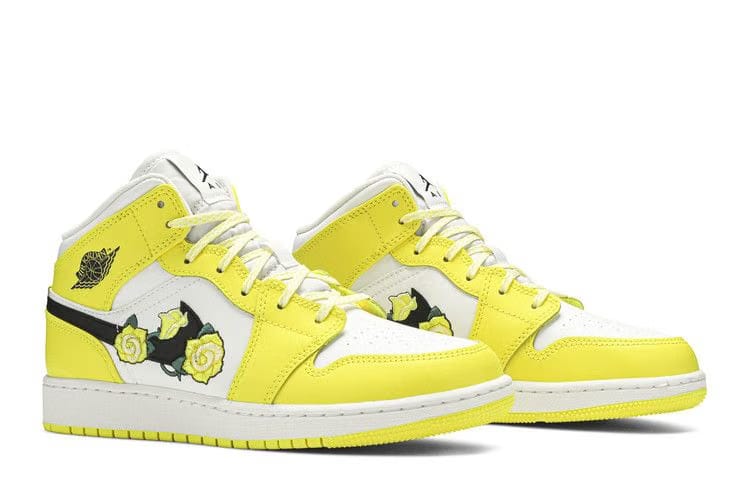 Air Jordan 1 Mid SE GS Rose Patch - Dynamic Yellow