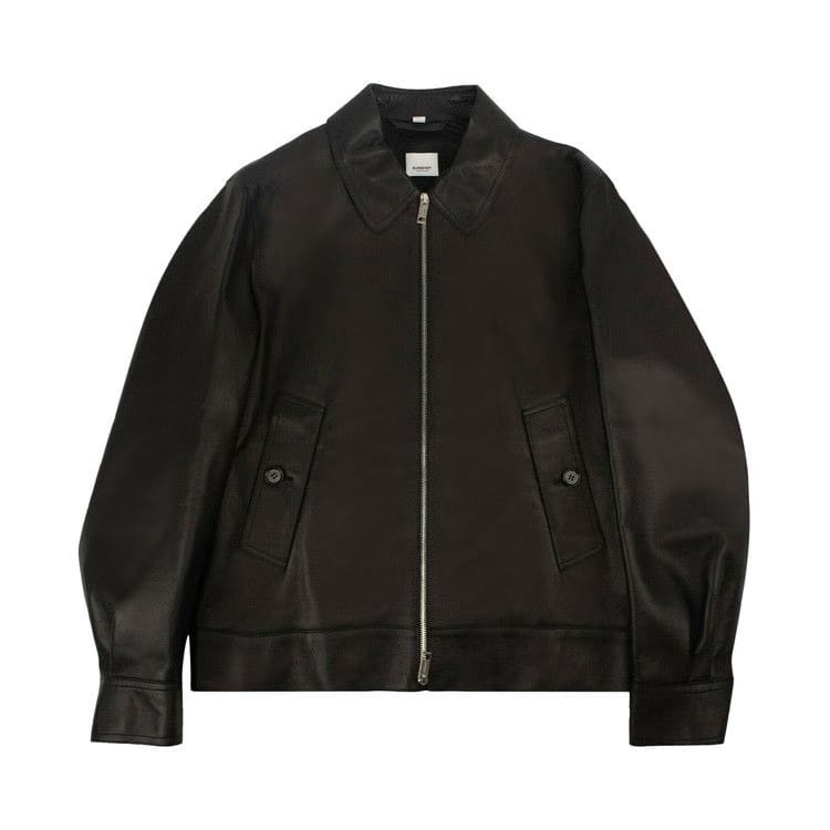 Burberry Leather Bomber Jacket Black