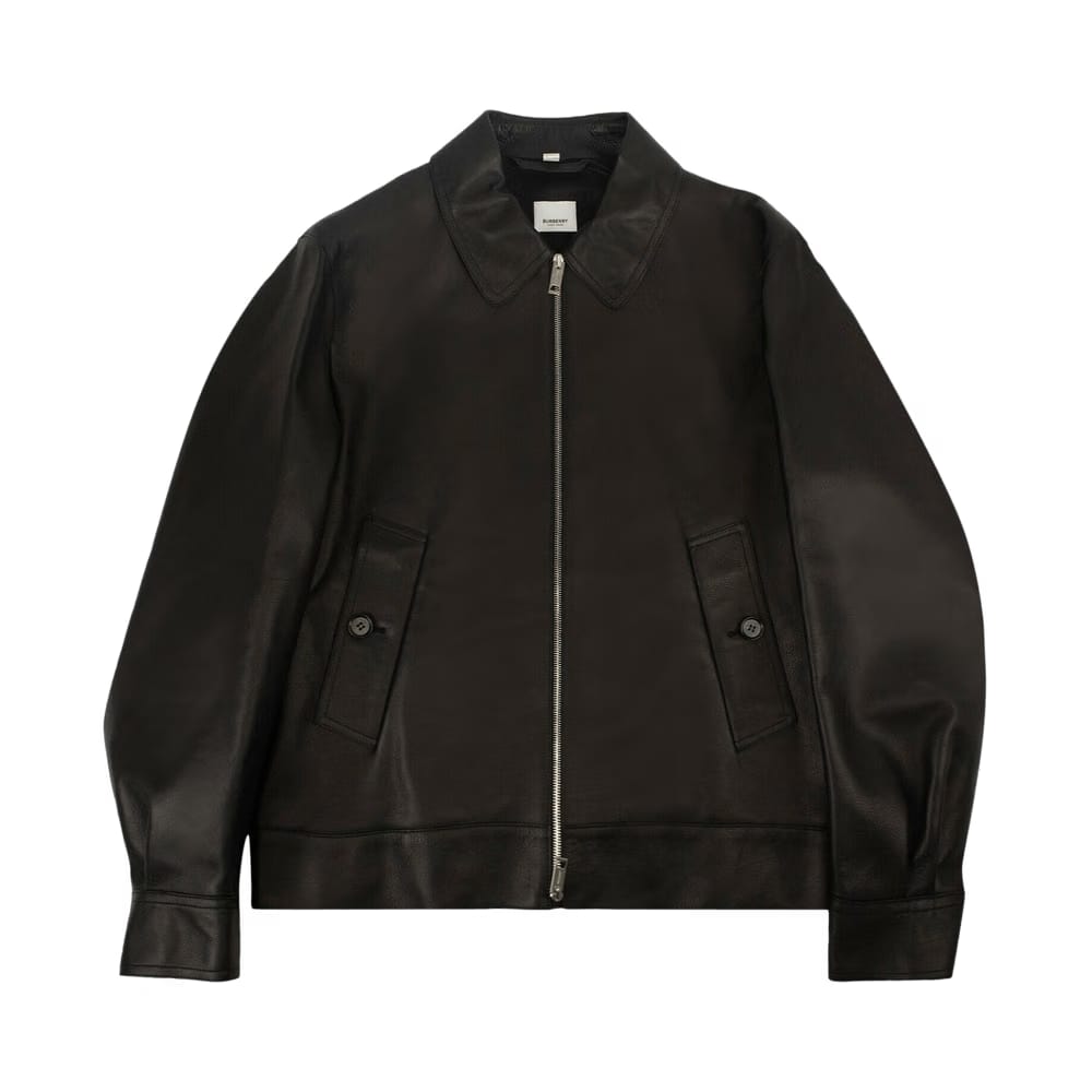 Burberry Leather Bomber Jacket Black