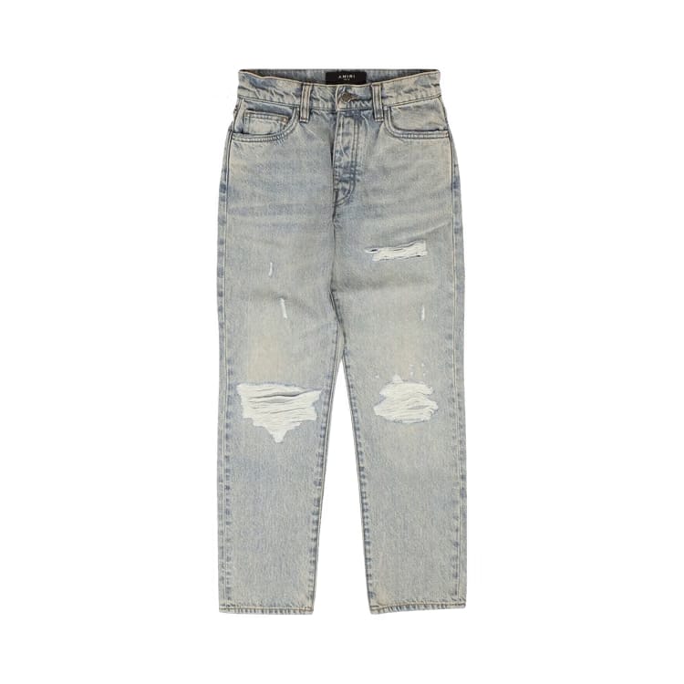 Amiri Cropped Straight Thrasher Jeans Blue