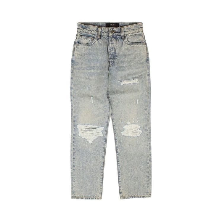 Amiri Cropped Straight Thrasher Jeans Blue