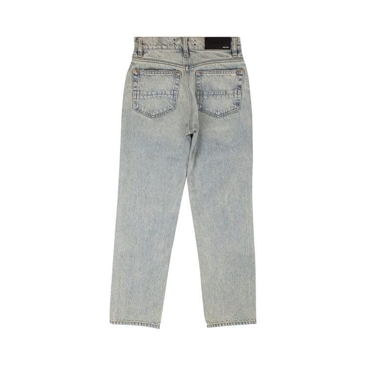 Amiri Cropped Straight Thrasher Jeans Blue