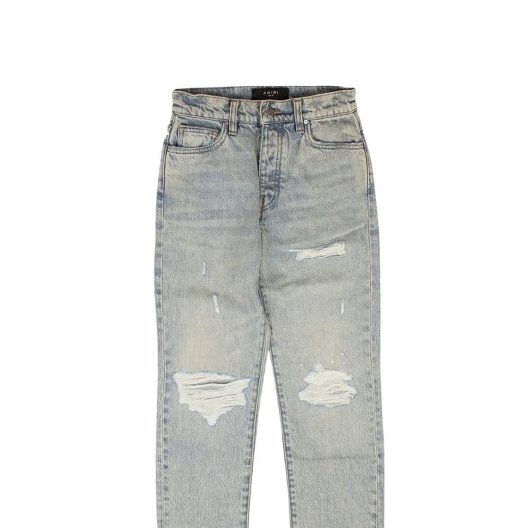 Amiri Cropped Straight Thrasher Jeans Blue