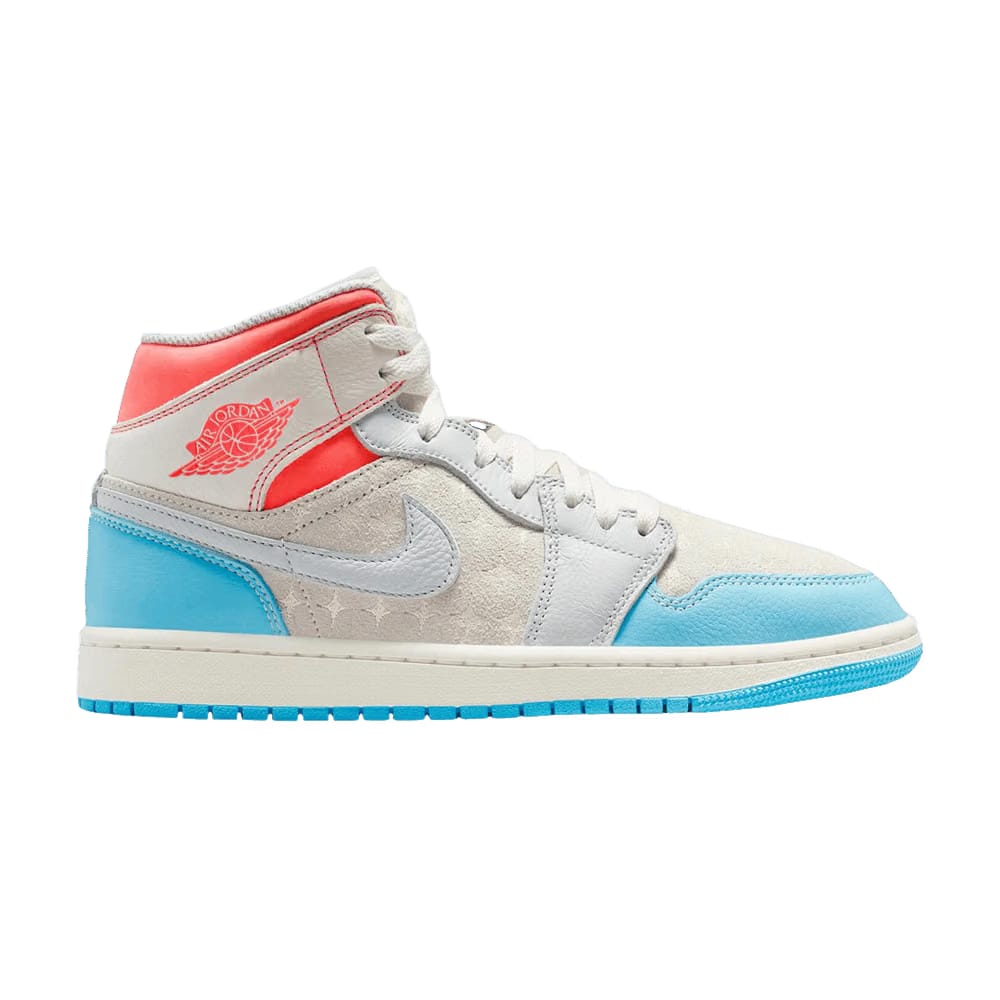 Wmns Air Jordan 1 Mid 'Sail Hot Lava Blue Chill'