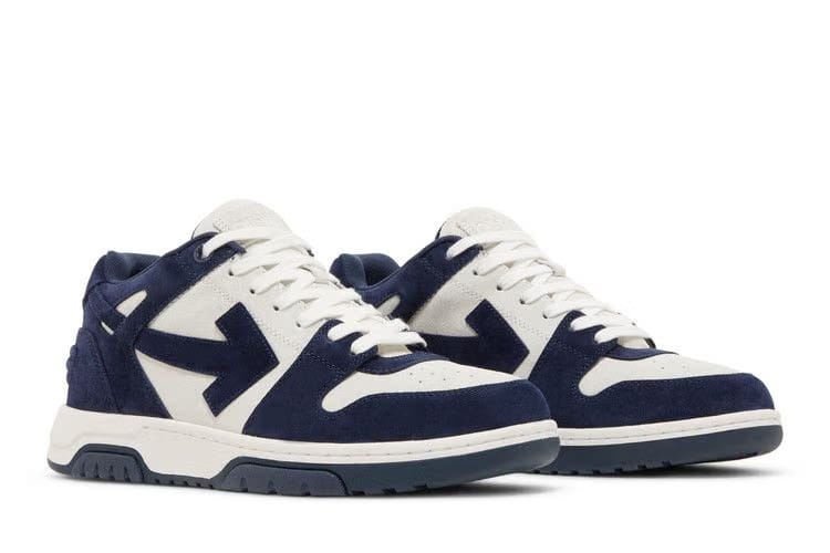 OFF-WHITE Out Of Office OOO Low Tops White Blue Suede