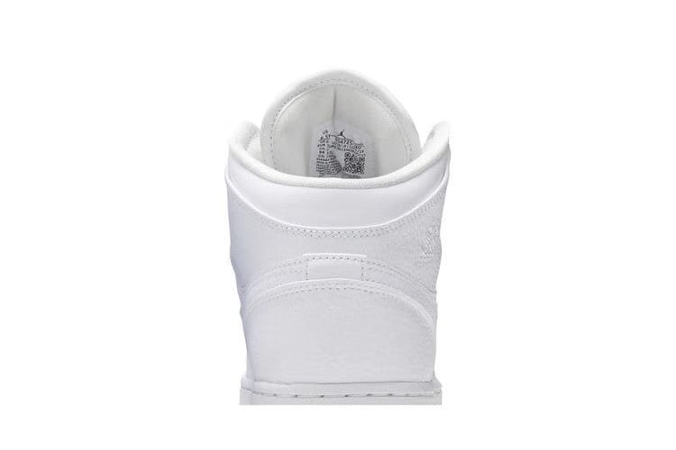 Air Jordan 1 Mid GS Triple White Tumbled Leather 2020