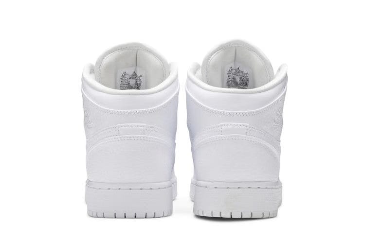 Air Jordan 1 Mid GS Triple White Tumbled Leather 2020