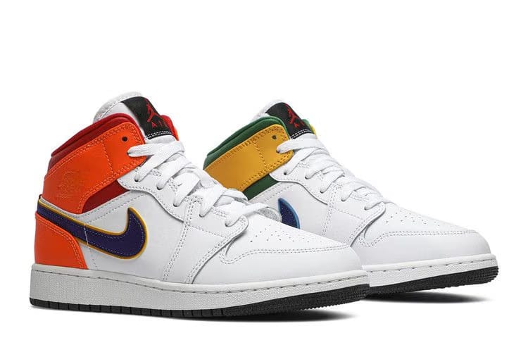 Air Jordan 1 Mid GS White Court Purple Teal