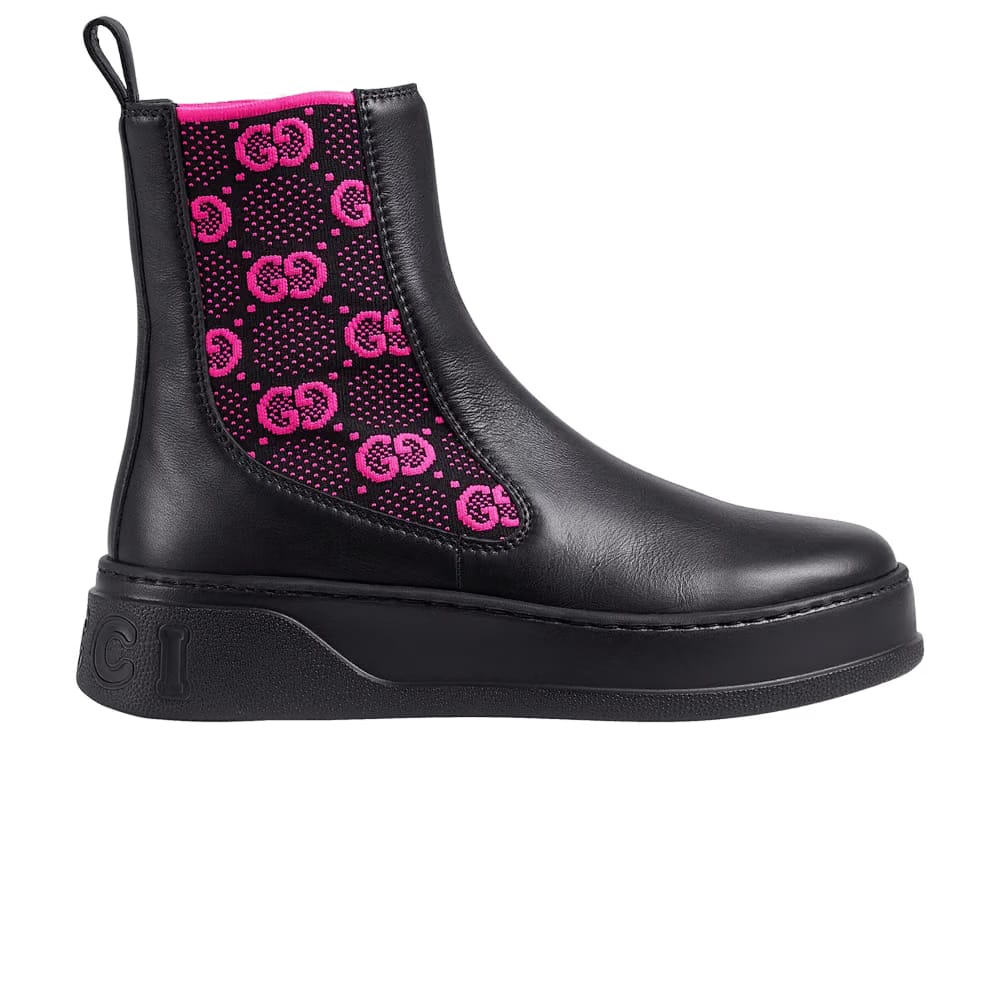 Gucci Wmns Boot 'GG Jersey - Black Fuchsia'