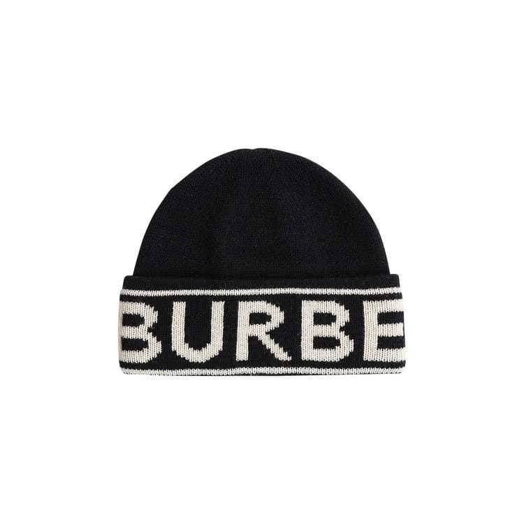 Burberry Cashmere Logo Intarsia Beanie Black