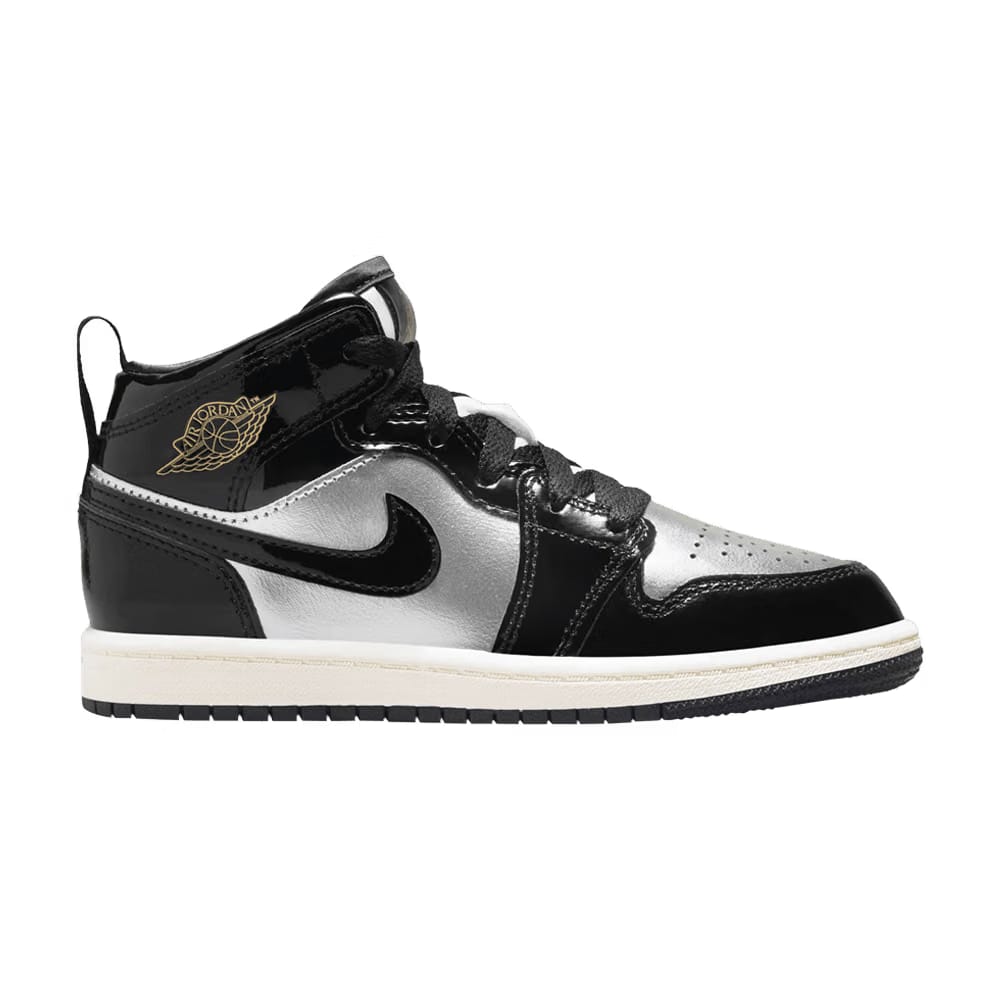 Air Jordan 1 Mid SE PS Black Metallic Silver