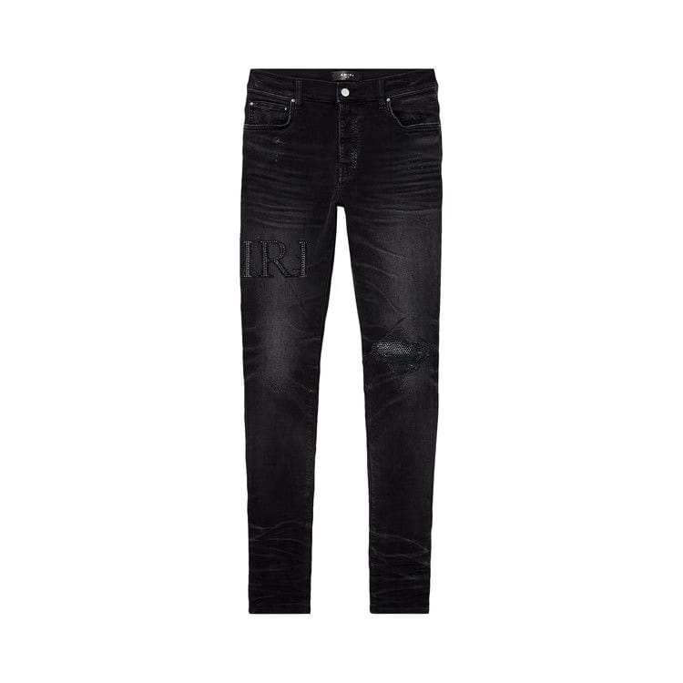 Amiri Crystal Logo Jean Bleached Indigo