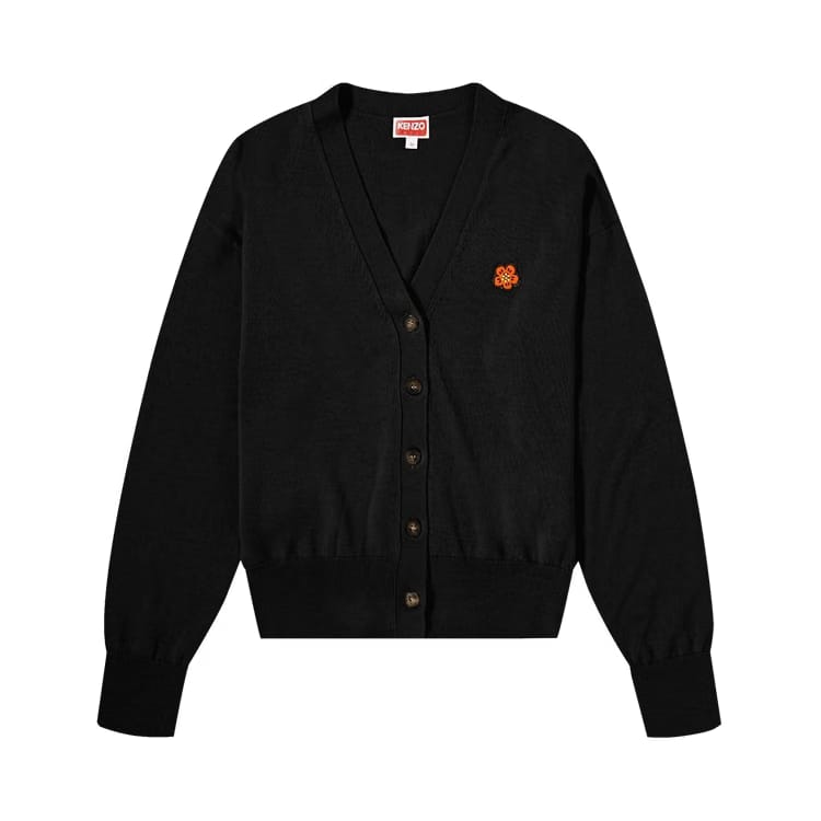 Kenzo Boke Flower Embroidered Cardigan Black