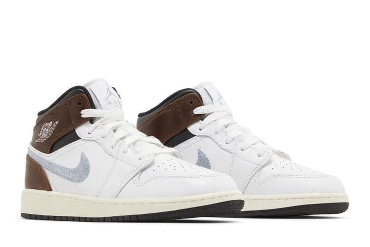 Air Jordan 1 Mid SE GS White Blue Grey