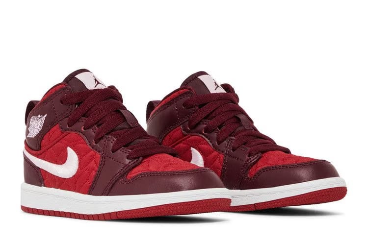 Air Jordan 1 Mid SE PS Red Quilted