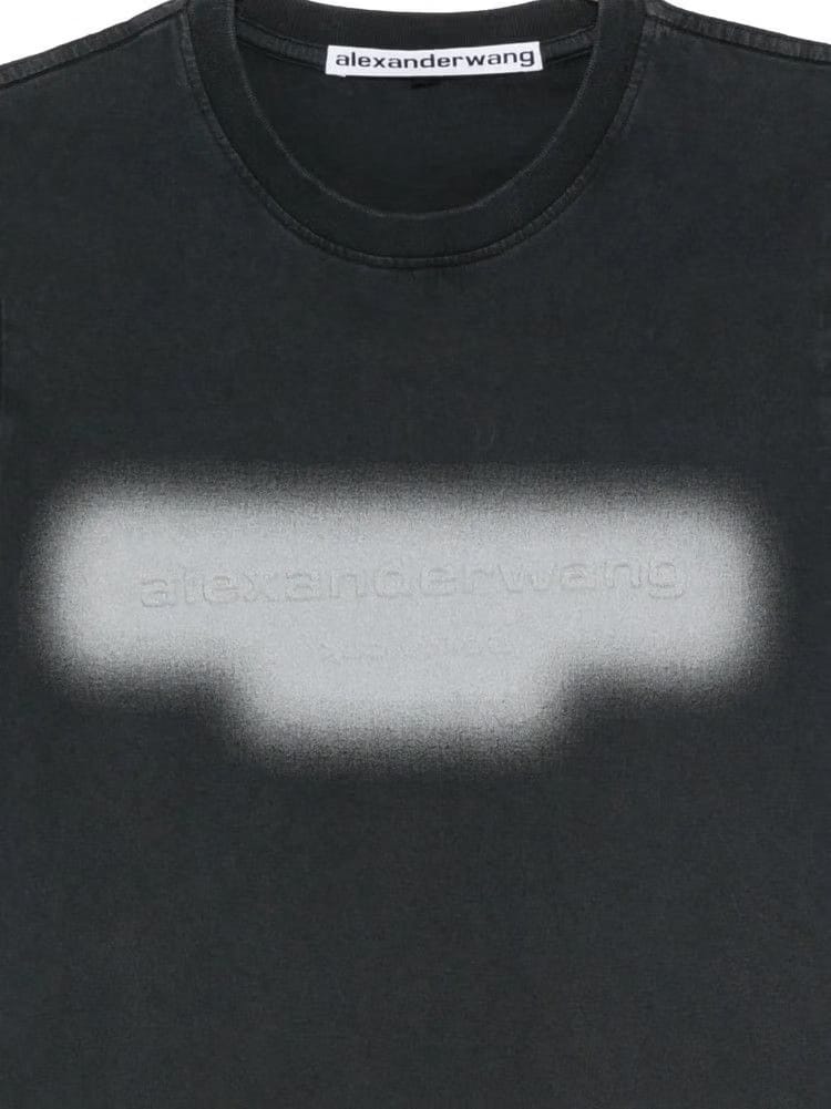 Alexander Wang Emboss Graphic Shrunken T-Shirt Washed Black