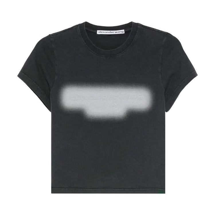 Alexander Wang Emboss Graphic Shrunken T-Shirt Washed Black