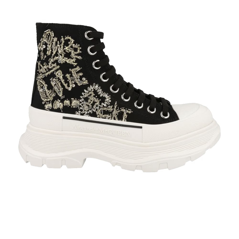 Alexander McQueen Wmns Tread Slick Boot 'Black Gold Crystal'