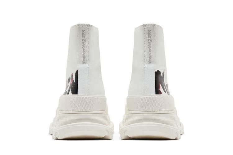 Alexander McQueen Tread Slick Boot Graffiti Logo - White Multi-Color