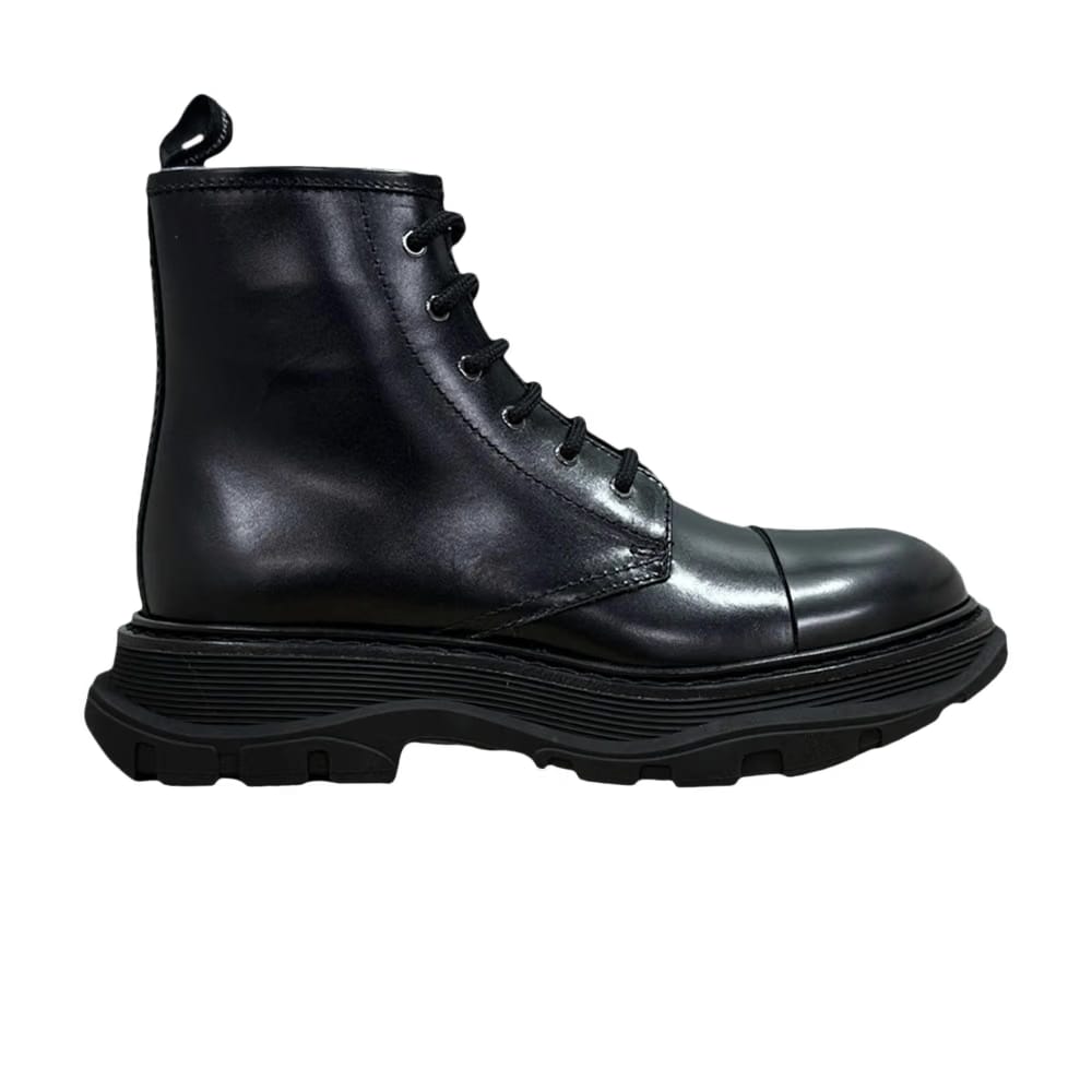 Alexander McQueen Tread Lace-Up Combat Boot Black