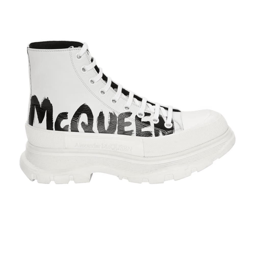 Alexander McQueen Tread Slick Boot Graffiti Logo - White