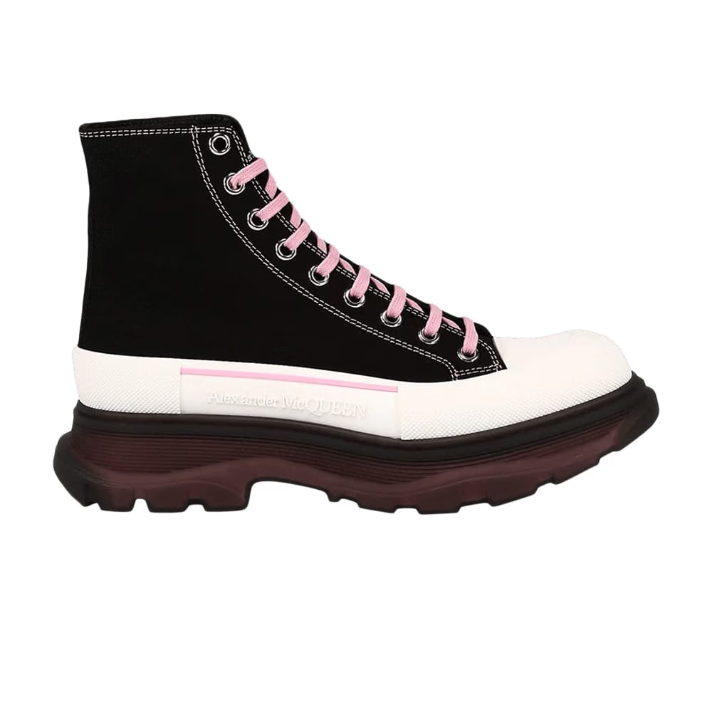 Alexander McQueen Tread Slick Boots Black Blossom Pink